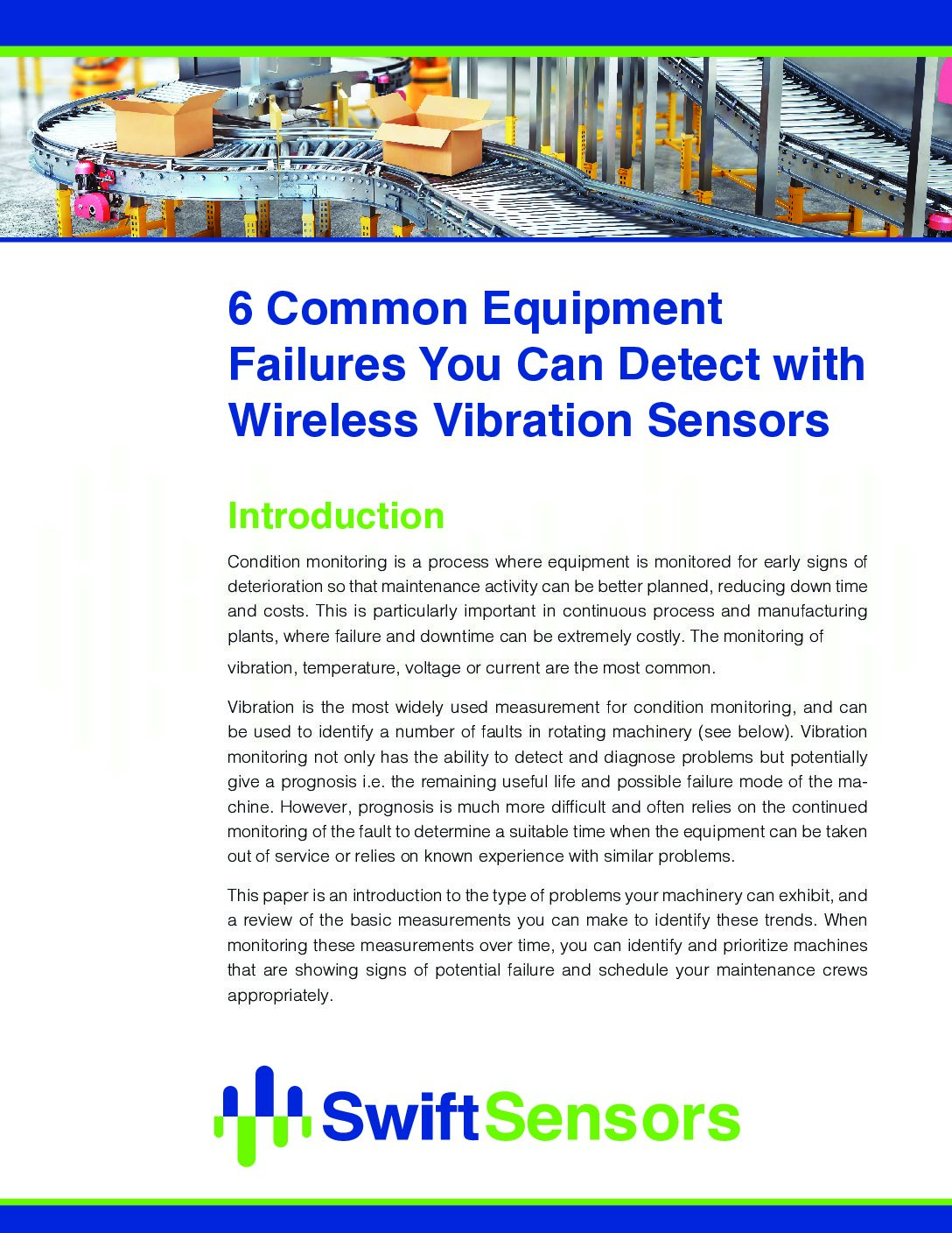 Swift Sensors 6 Common Equipment Failures You Can Detect with Wireless Vibration Sensors Whitepaper