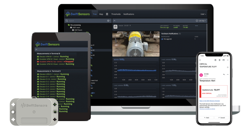 View airport equipment and environmental data on any device in real time.