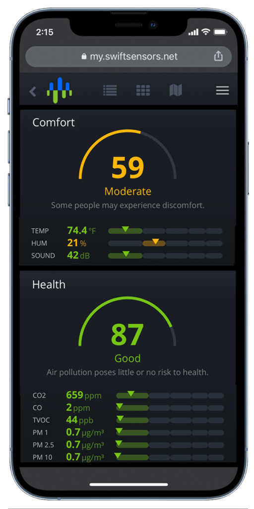 Application Indoor Air Quality iPhone