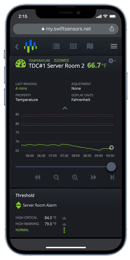 Application Server Room Temperature iPhone