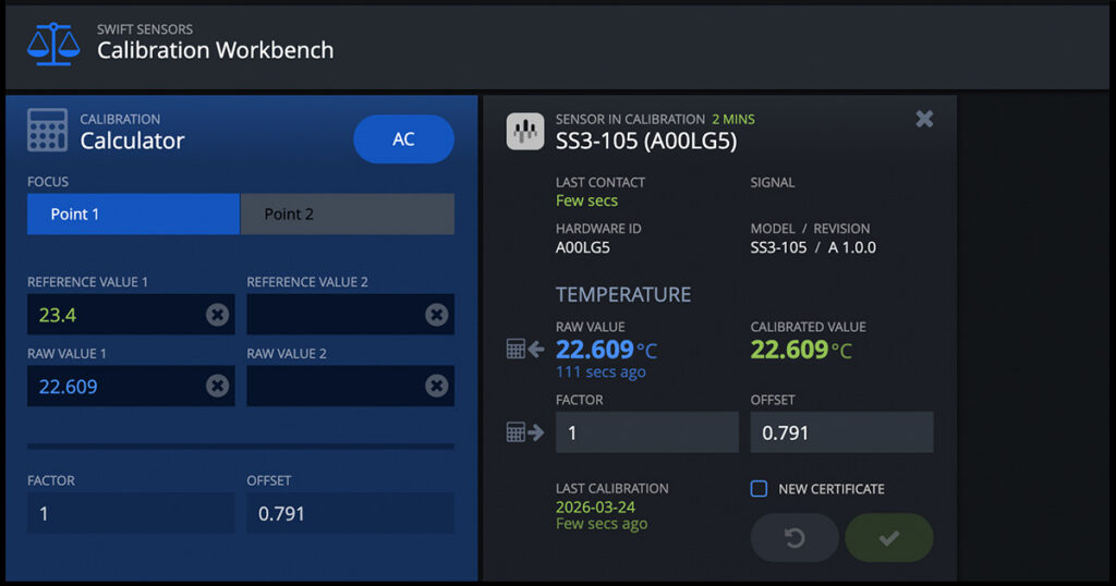 Swift Sensors Calibration Workbench